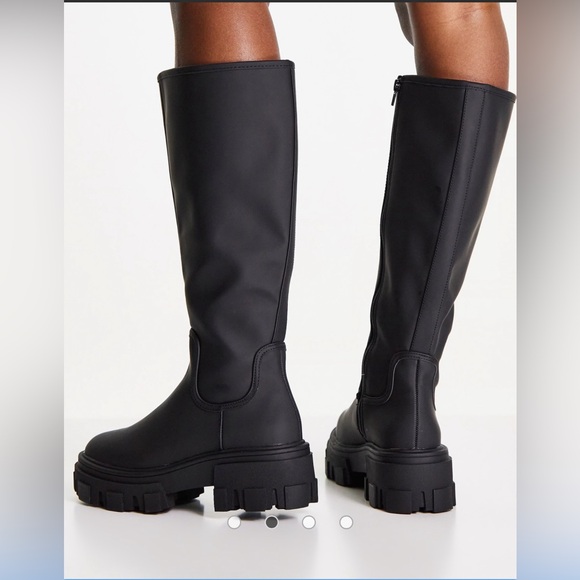 ASOS Carla Chunky Flat Boots Black Size 8 - Picture 2 of 7